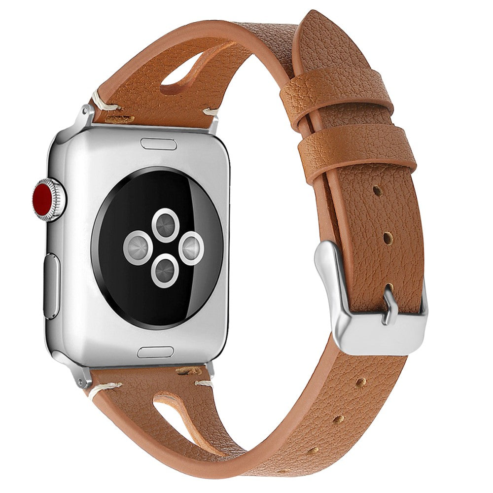 Apple Watch (45mm) top layer cowhide genuine leather watch strap - Brown