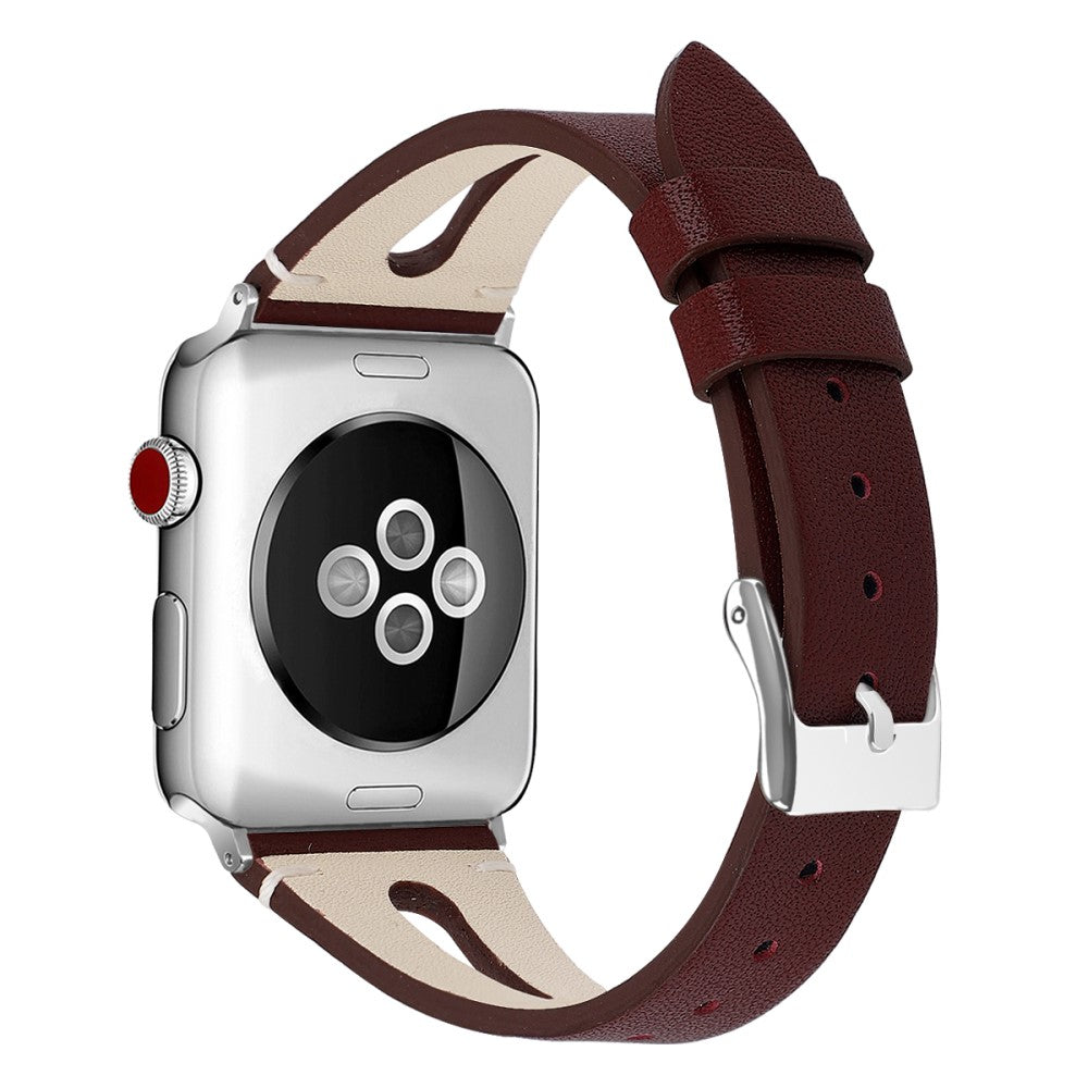 Apple Watch (45mm) top layer cowhide genuine leather watch strap - Wine Red