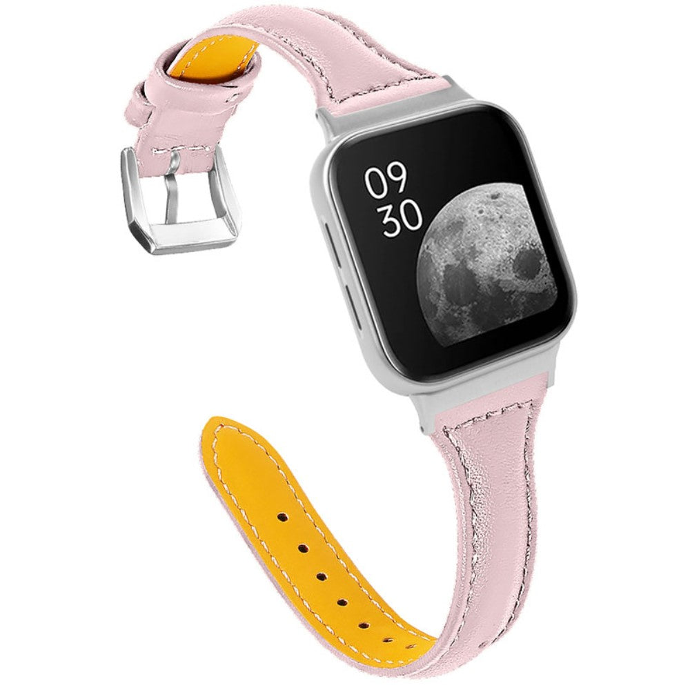 Oppo Watch (46mm) quick release cowhide genuine leather watch strap - Pink