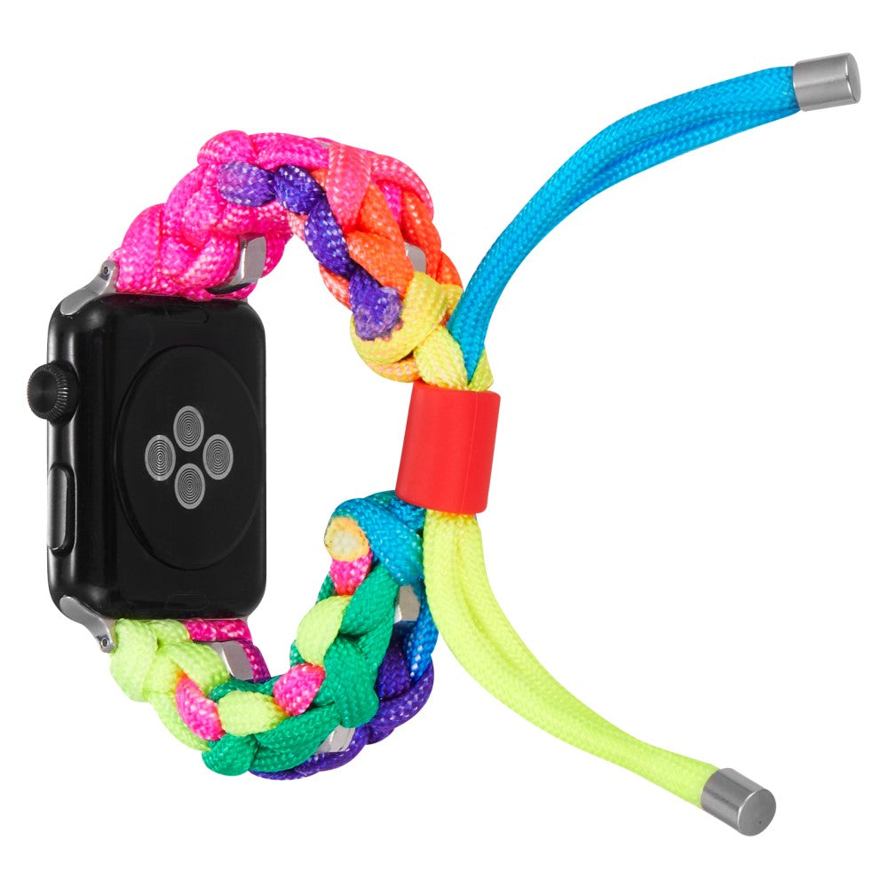 Apple Watch (45mm) stylish nylon + stainless steel ring watch strap - Multicolor