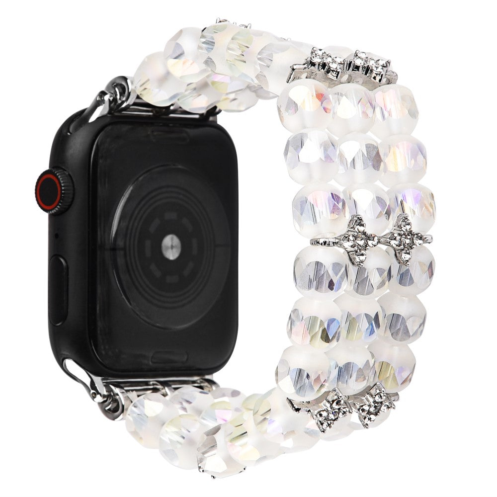 Apple Watch (45mm) flower shape crystal décor watch strap - White
