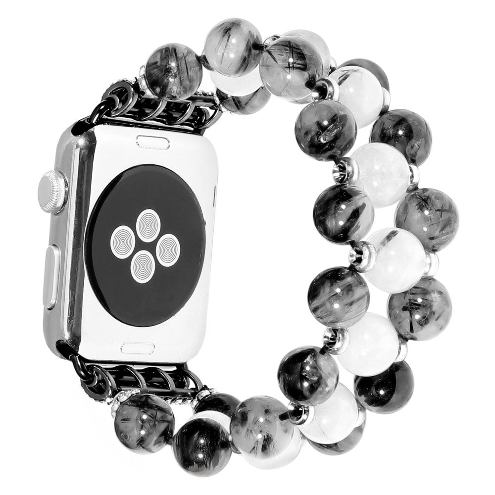 Apple Watch (45mm) stylish triple row bead watch strap - Black