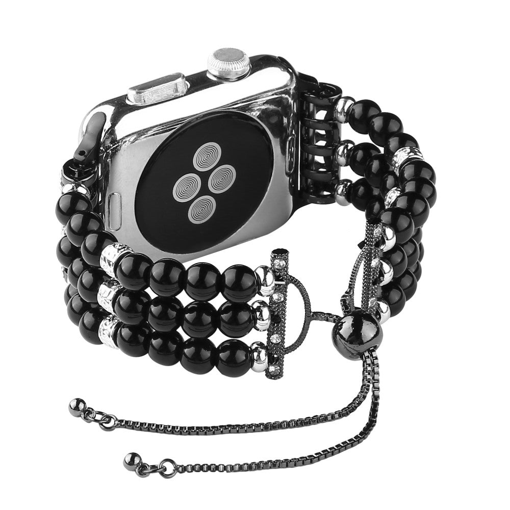 Apple Watch (45mm) stylish agate pearl watch strap - Pearl / Black