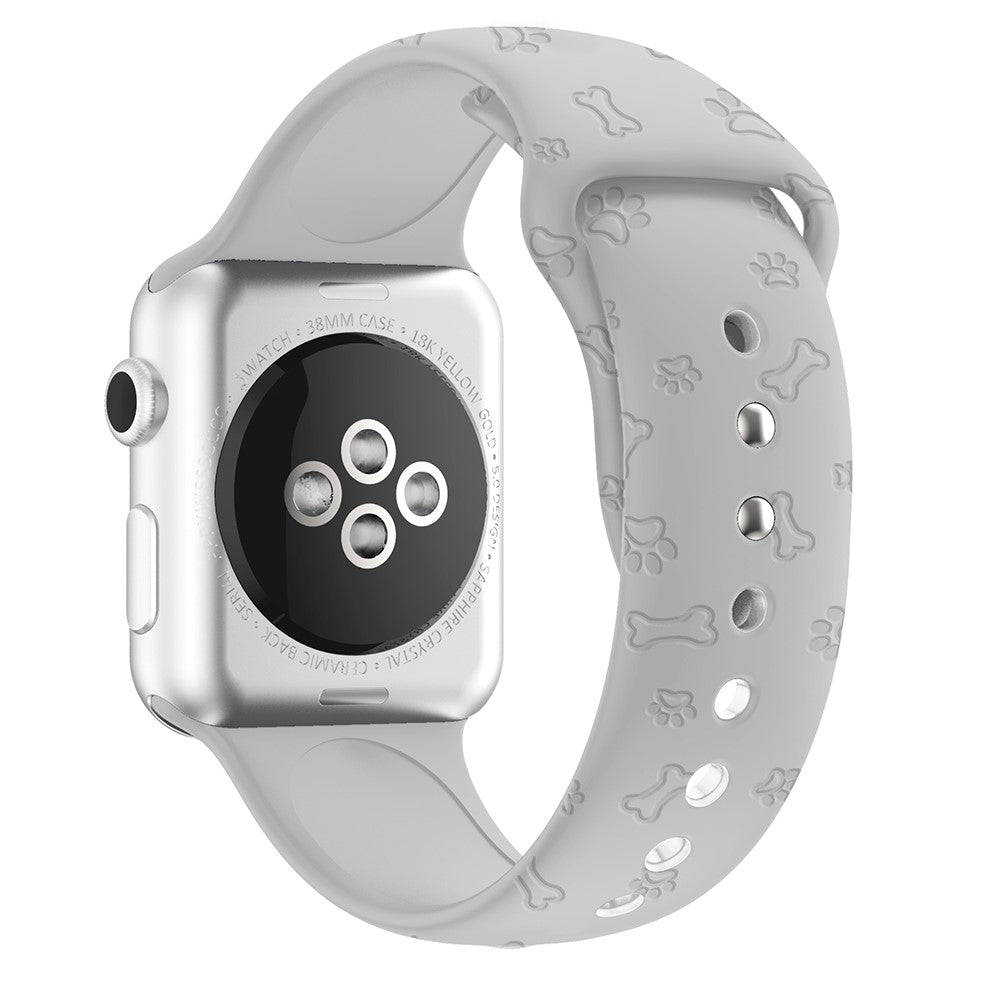 Apple Watch (45mm) cute imprinted silicone watch strap - Grey Paw