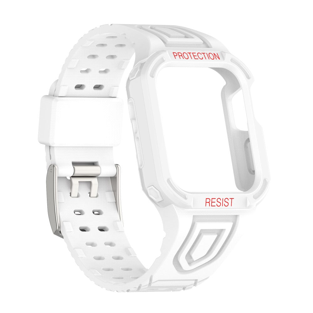 Apple Watch (45mm) color contrast watch strap + protective case - White / White