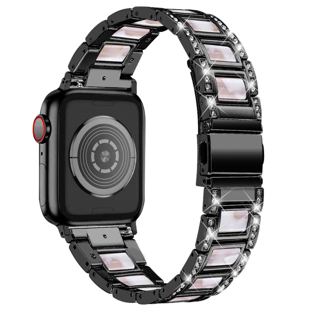 Apple Watch (45mm) rhinestone décor stainless steel watch strap - Black / Pink Mix