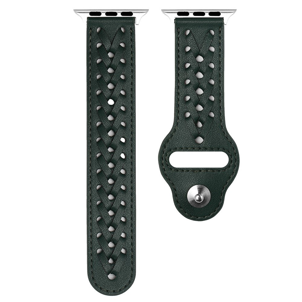 Apple Watch (45mm) microfiber woven leather watch strap - Blackish Green