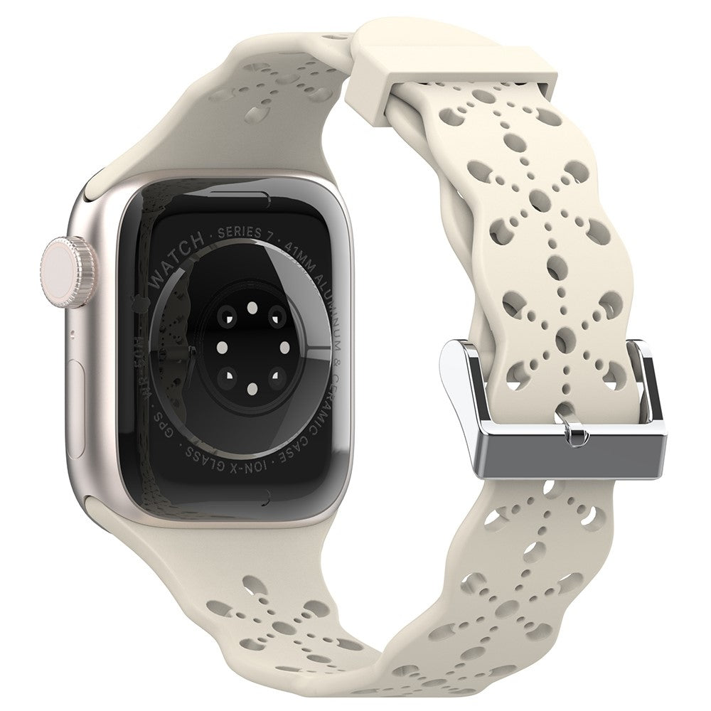 Apple Watch (45mm) flower pattern silicone watch strap - Beige