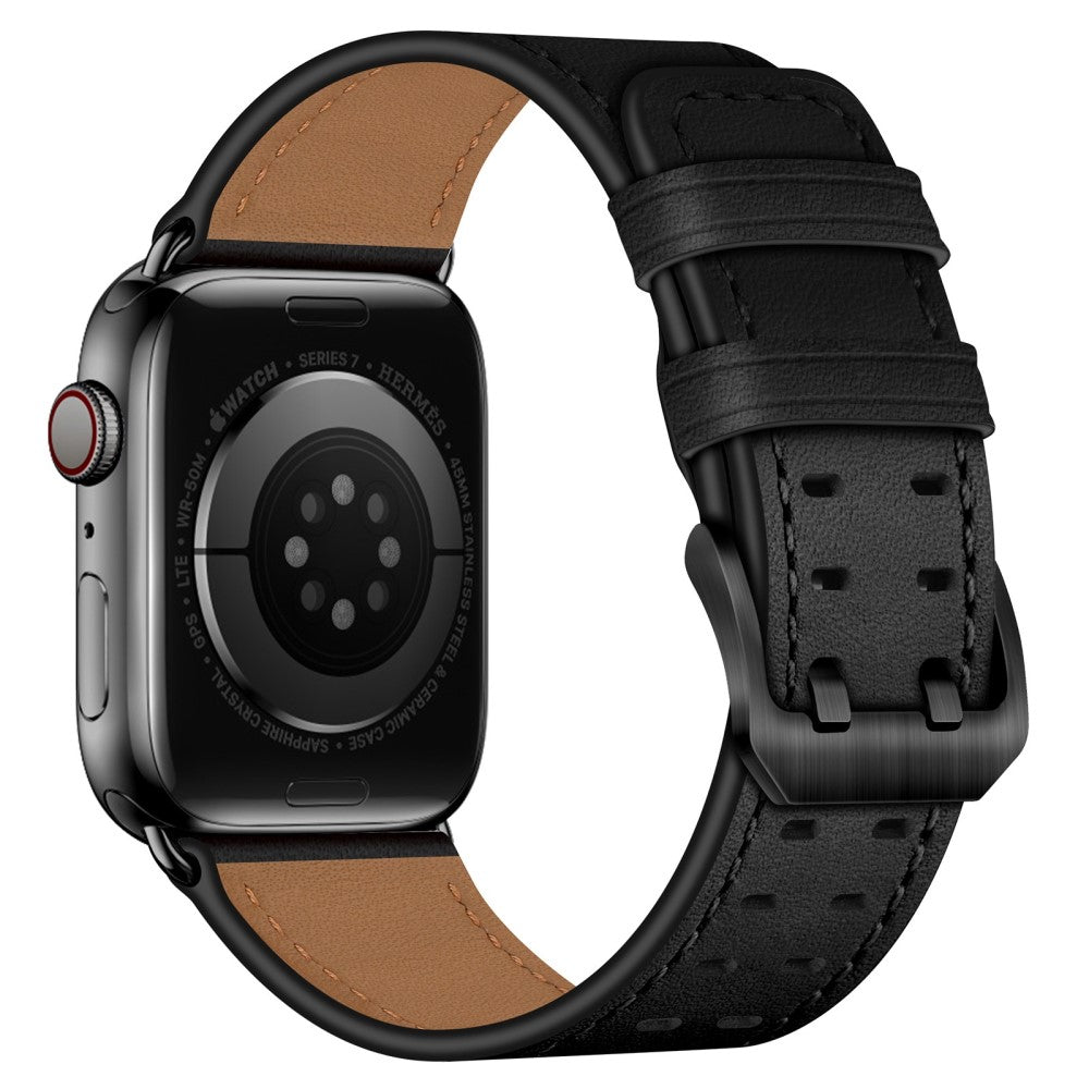 Apple Watch (45mm) genuine leather watch strap - Black