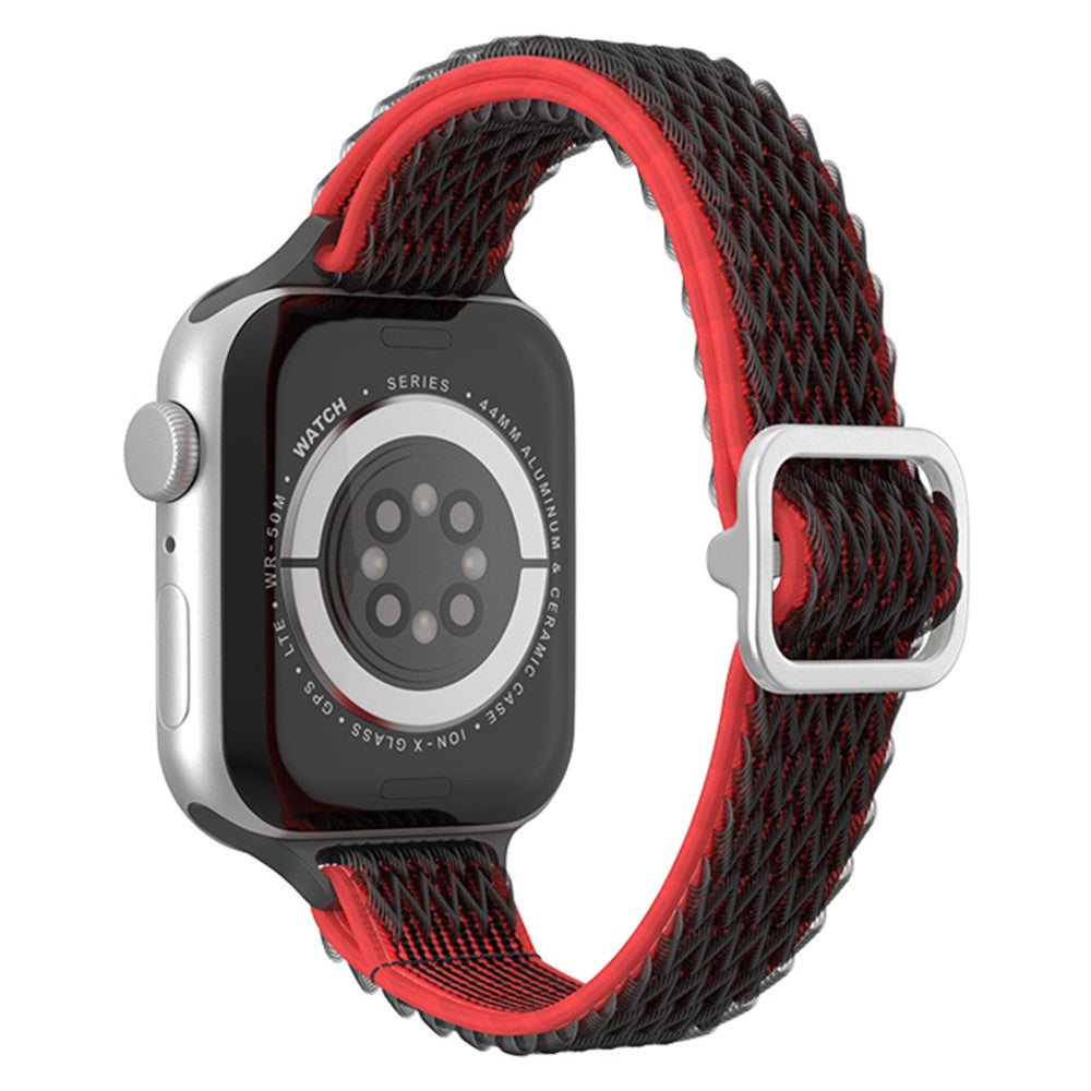 Apple Watch (41mm) wave style nylon watch strap - Black / Red