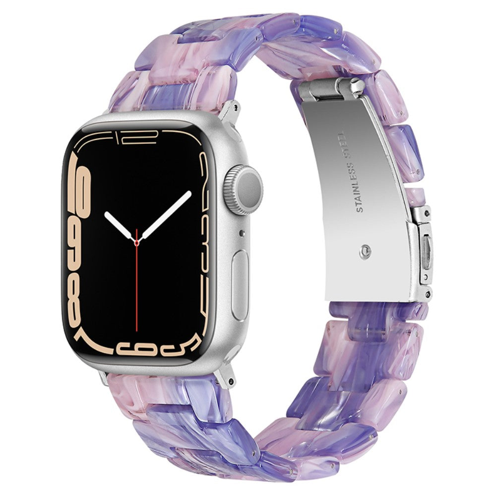 Apple Watch (45mm) resin style watch strap - Purple / Pink Flowers