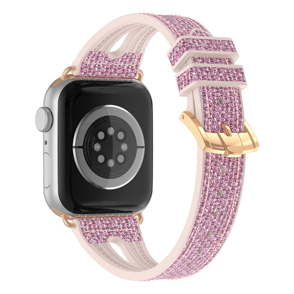 Apple Watch Series 8 (45mm) silicone with glitter pattern watch strap - Pink