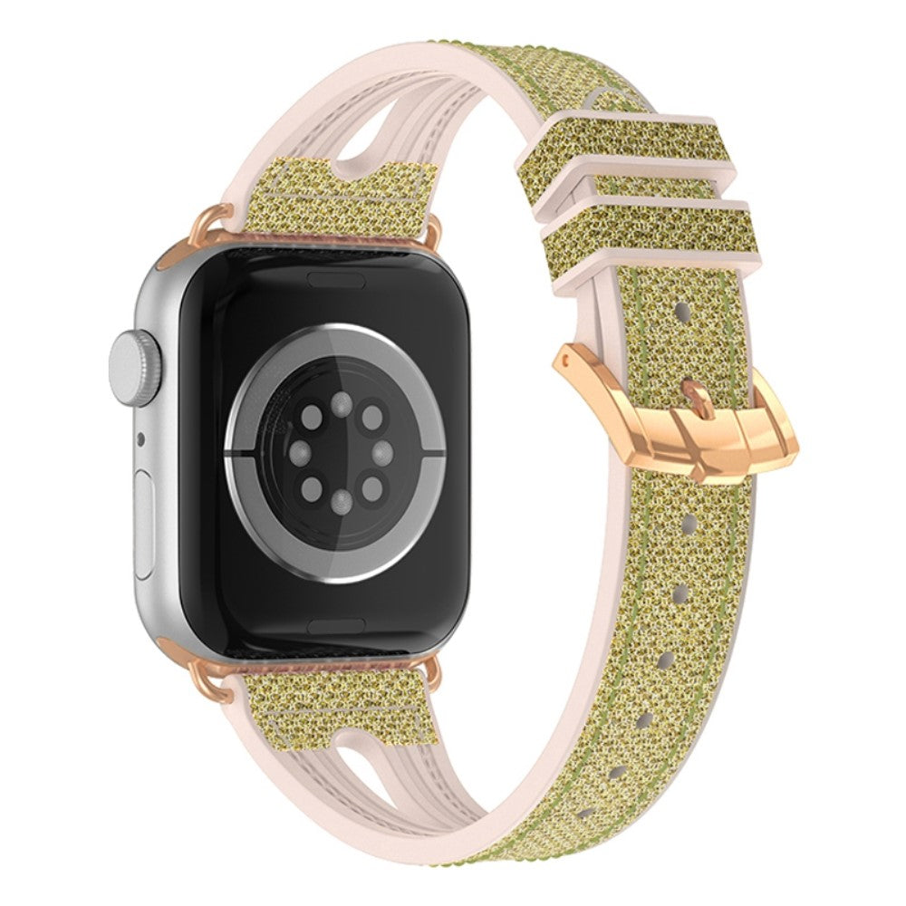 Apple Watch Series 8 (45mm) silicone with glitter pattern watch strap - Gold