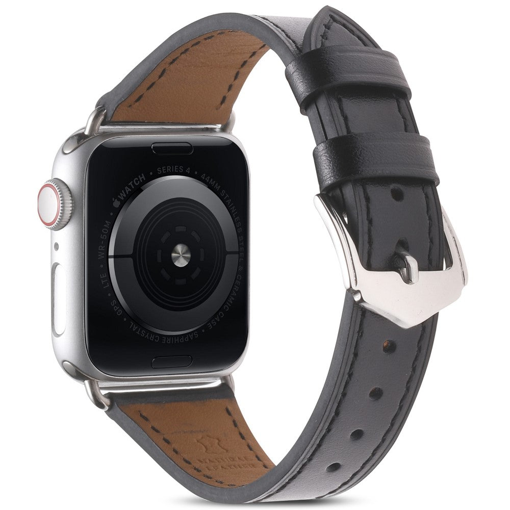 Apple Watch Series 8 (45mm) / Watch Ultra top layer cowhide leather watch strap - Black