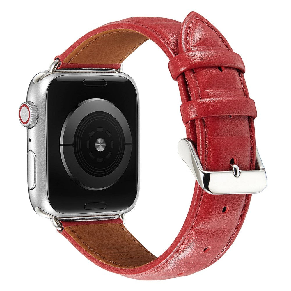 Apple Watch Series 8 (45mm) / Watch Ultra square imprinted genuine leather watch strap - Red