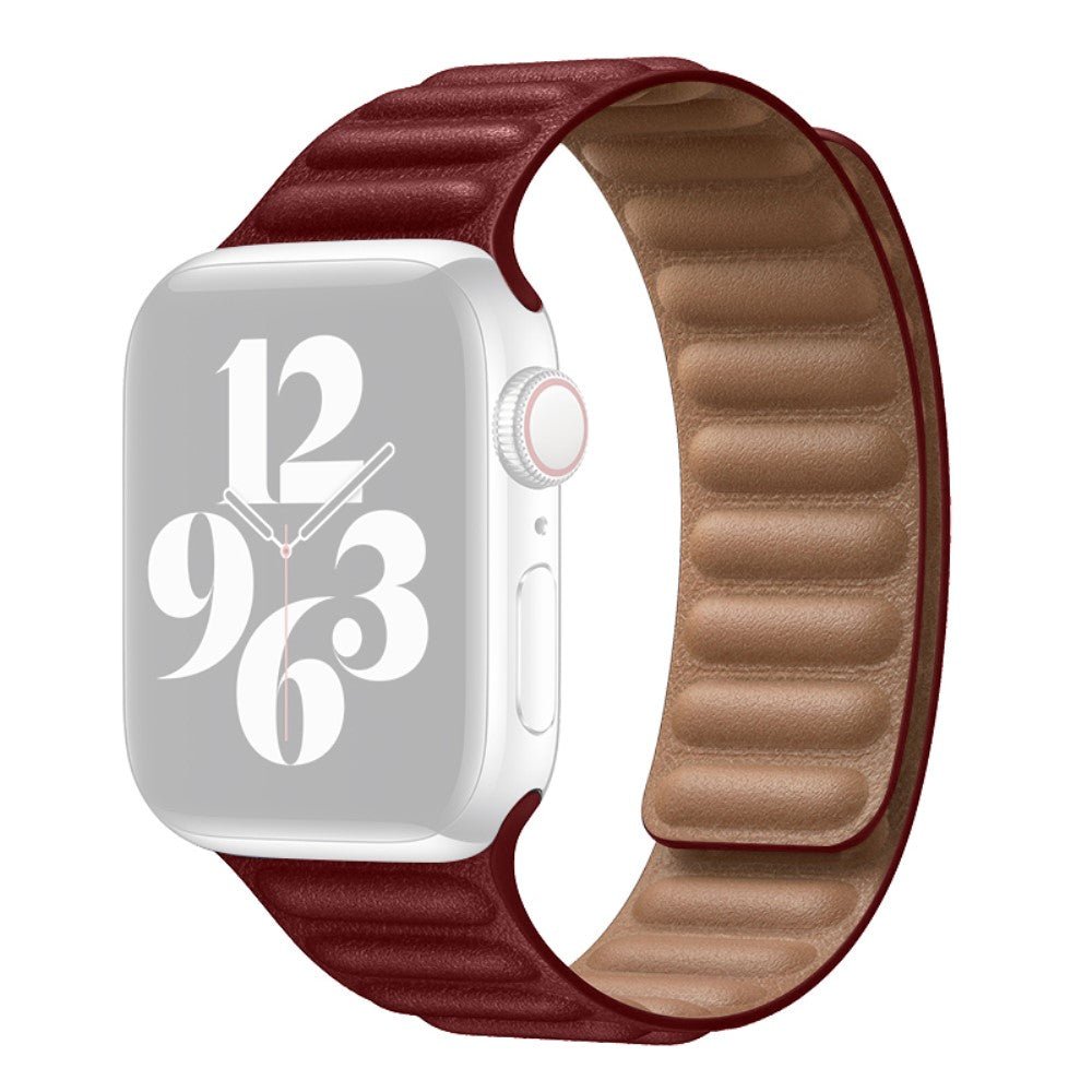 Genuine leather watch strap for Apple Watch Series 8 (45mm) / Watch Ultra - Wine Red