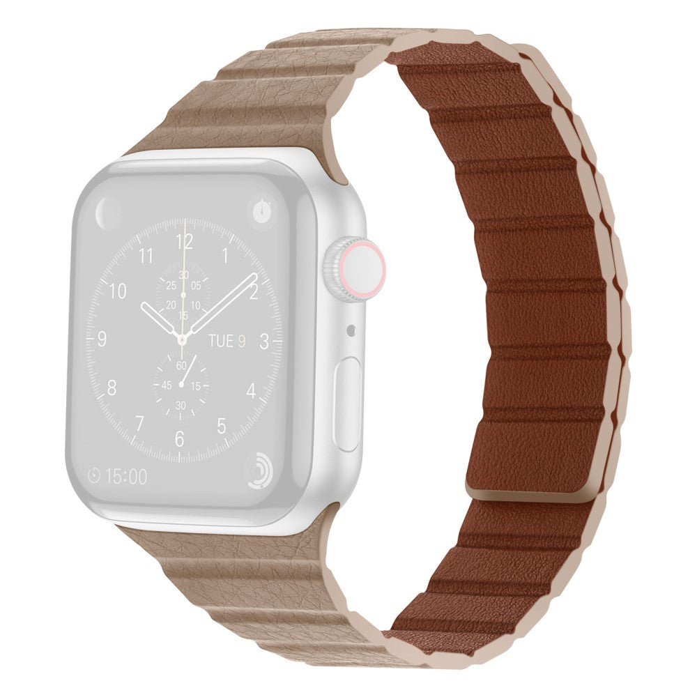 Apple Watch Series 8 (45mm) / Watch Ultra dual color genuine leather watch strap - Khaki