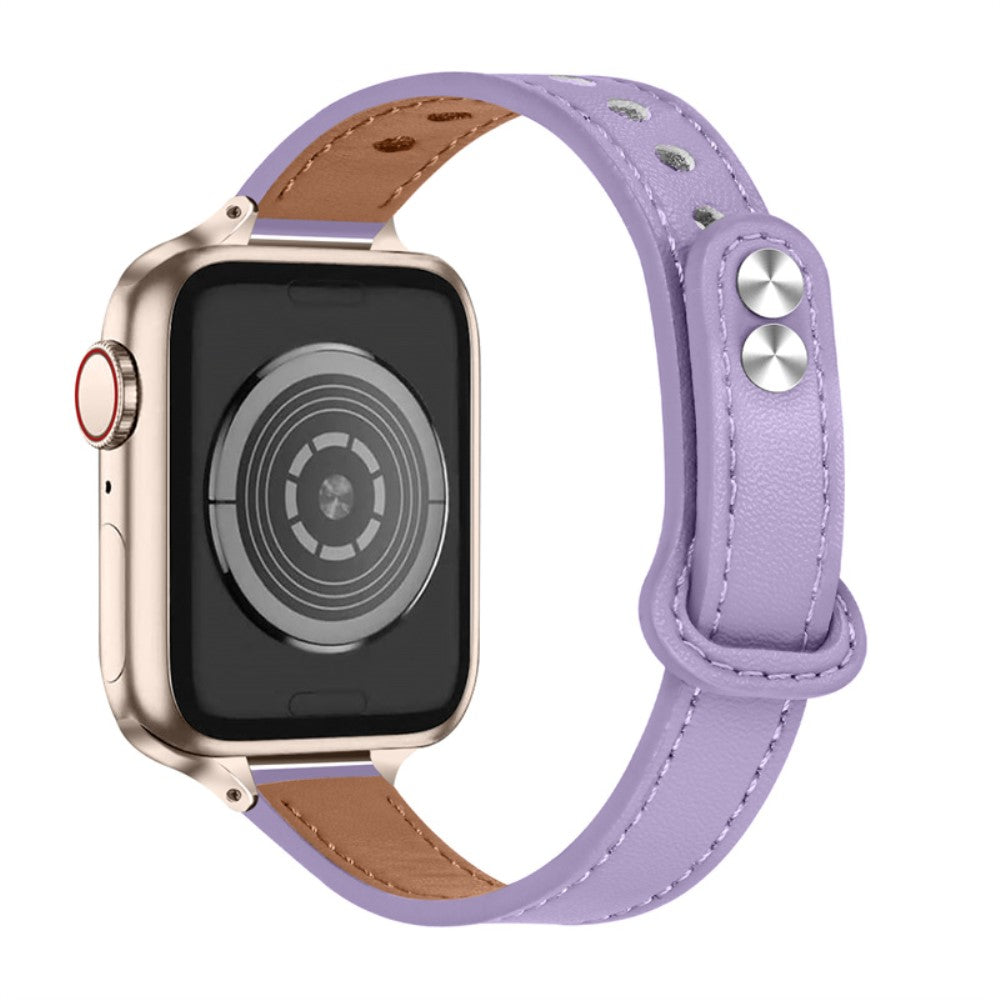 Genuine cowhide leather watch strap for Apple Watch Series 8 (45mm) / Watch Ultra - Light Purple