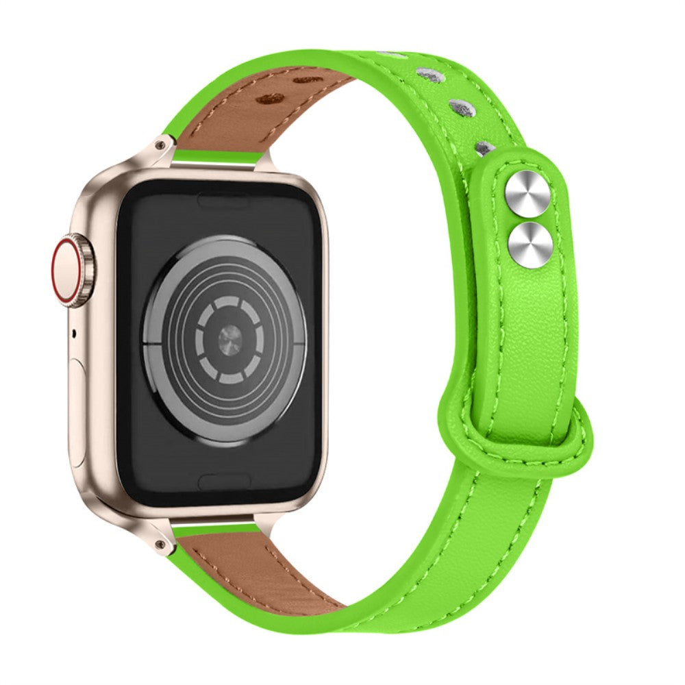 Genuine cowhide leather watch strap for Apple Watch Series 8 (45mm) / Watch Ultra - Fluorescent Green