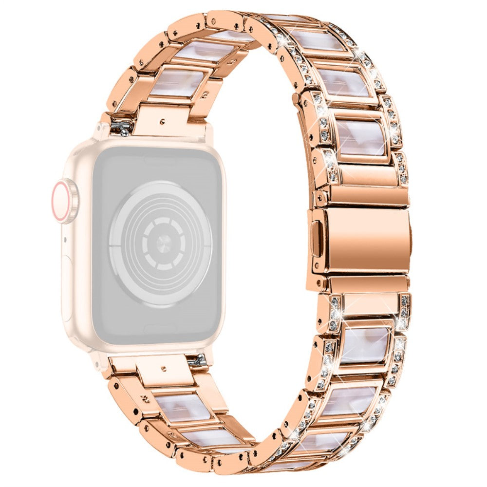 Apple Watch Series 8 (45mm) / Watch Ultra rhinestone stainless steel watch strap - Rose Gold / Pink Mix