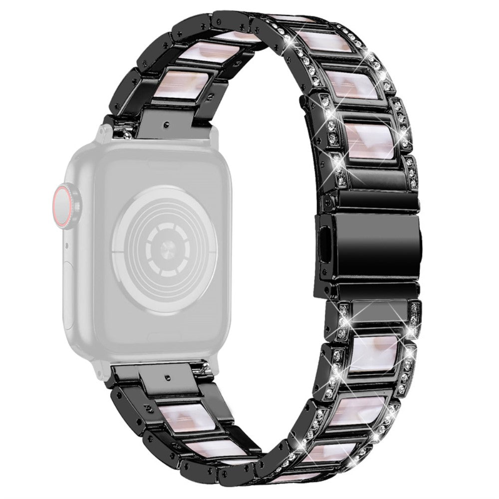 Apple Watch Series 8 (45mm) / Watch Ultra rhinestone stainless steel watch strap - Black / Pink Mix