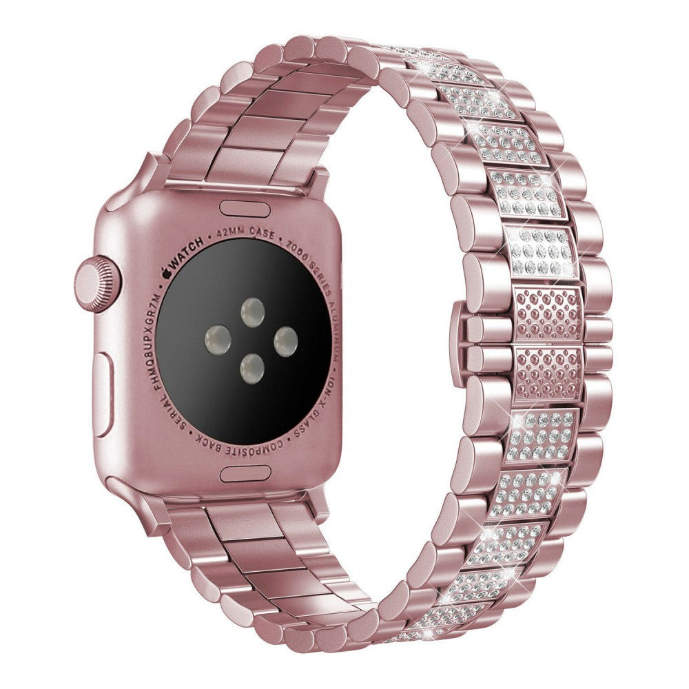 Apple Watch Series 8 (45mm) / Watch Ultra three bead rhinestone décor watch strap - Pink