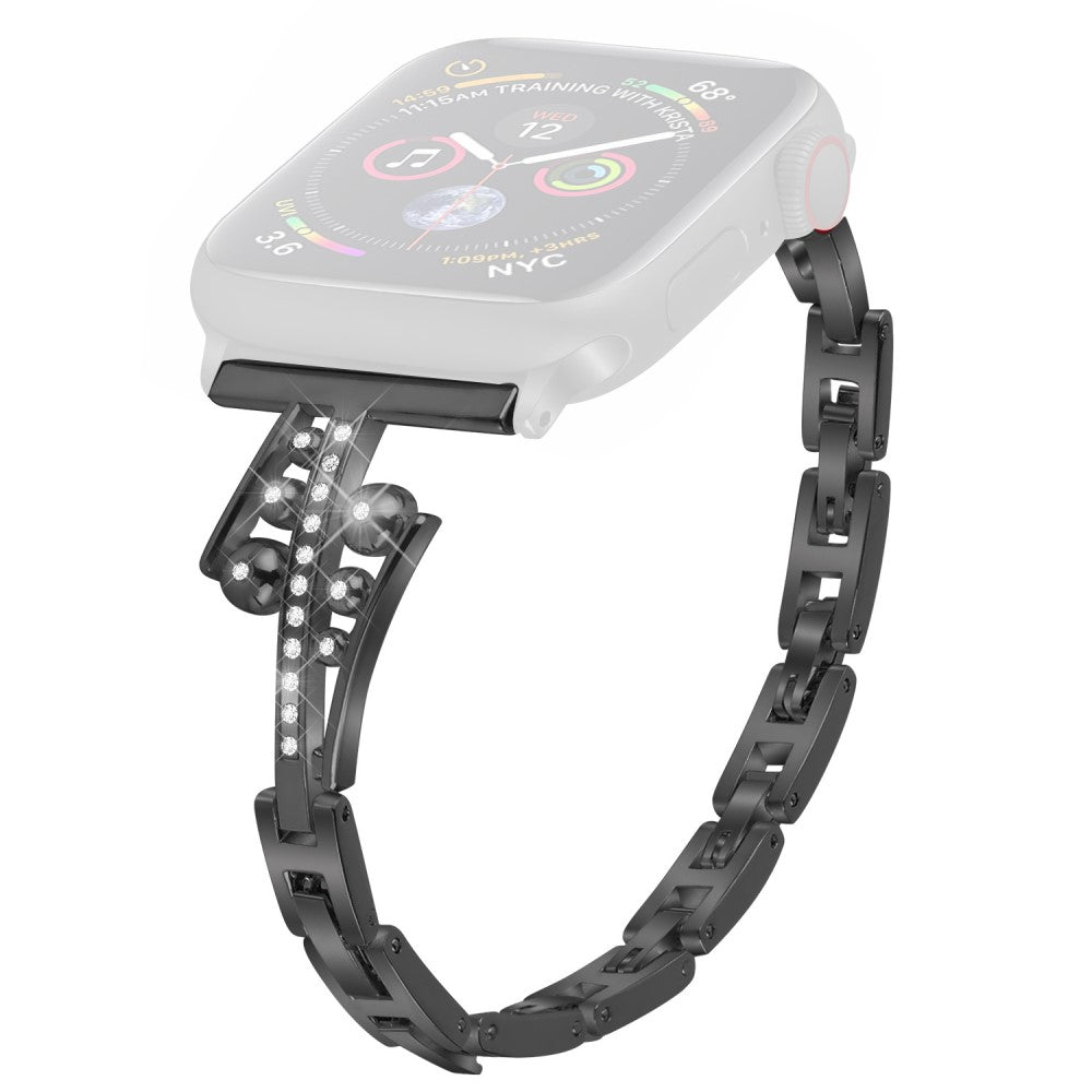 Apple Watch Series 8 (45mm) / Watch Ultra elegant rhinestone décor watch strap - Black