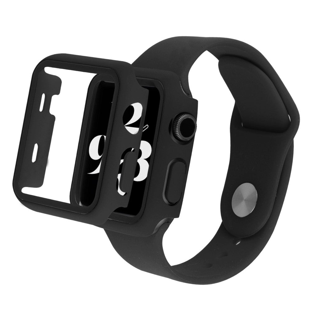 Apple Watch Ultra silicone watch strap and cover with tempered glass - Black