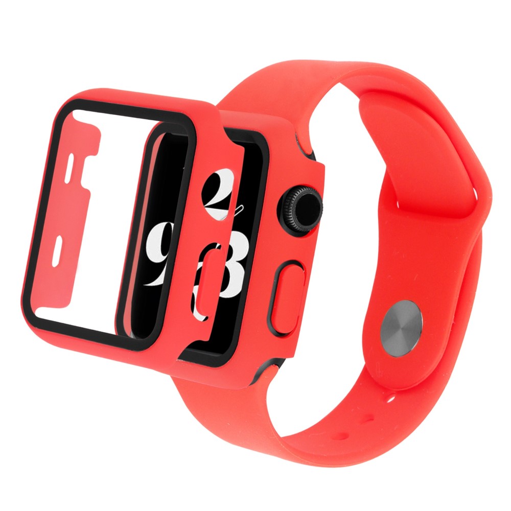 Apple Watch Ultra silicone watch strap and cover with tempered glass - Red