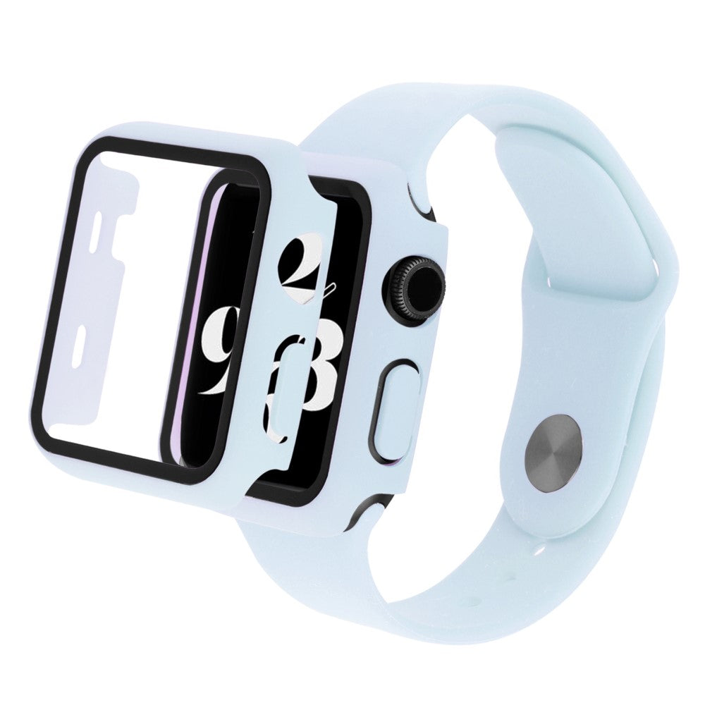 Apple Watch Series 8 (41mm) silicone watch strap and cover with tempered glass - Baby Blue