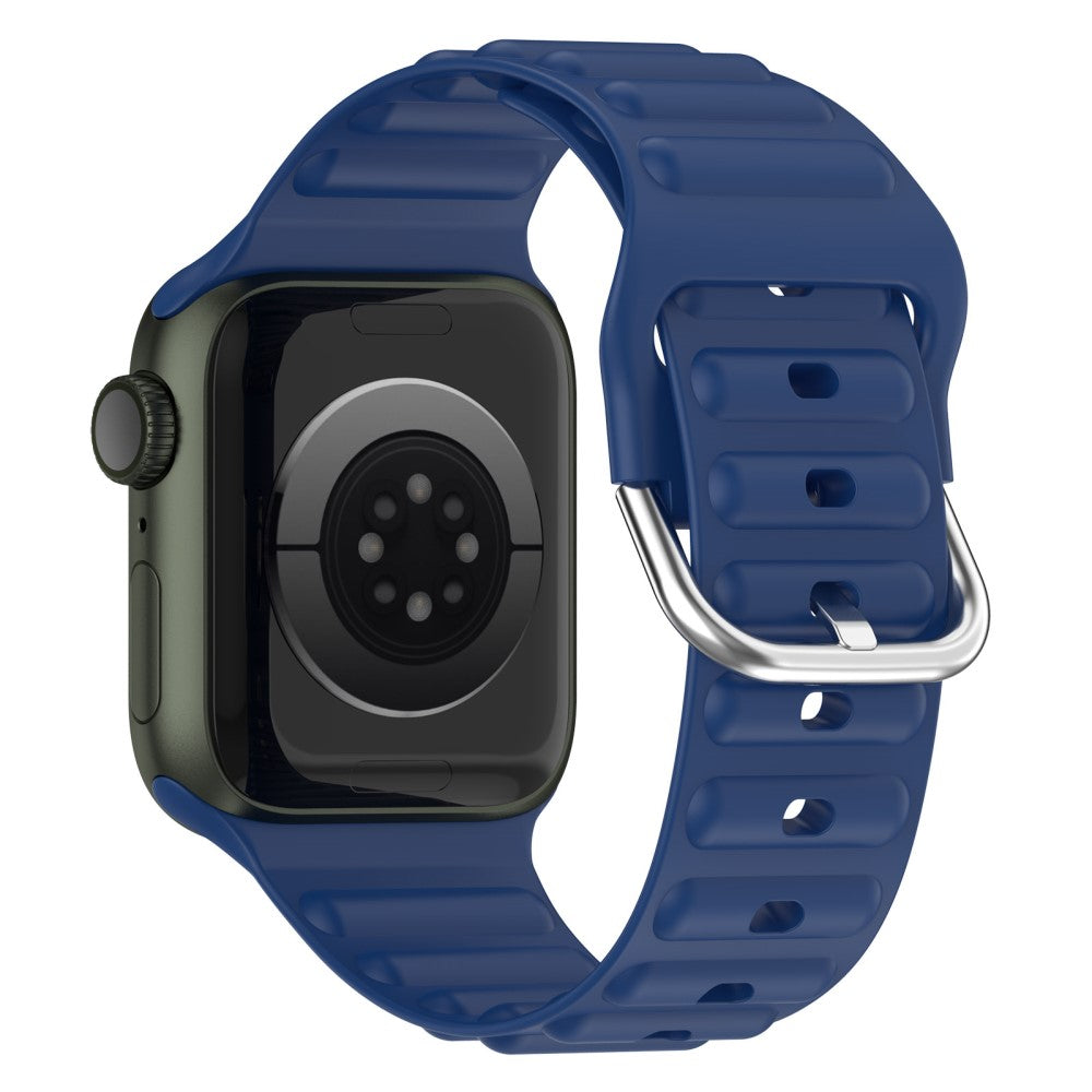 Apple Watch Series 8 (41mm) wave grain style silicone watch strap - Dark Blue