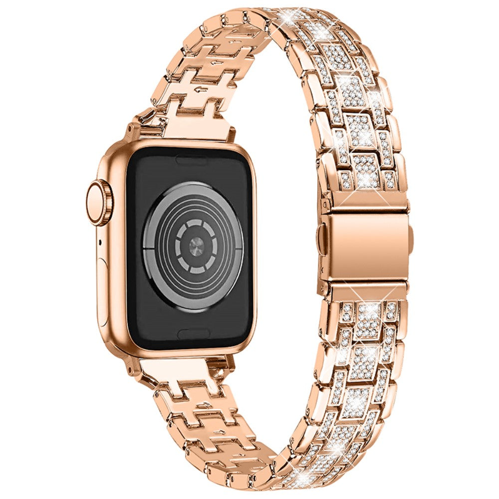 Apple Watch Series 8 (45mm) rhinestone in stainless steel watch strap - Rose Gold