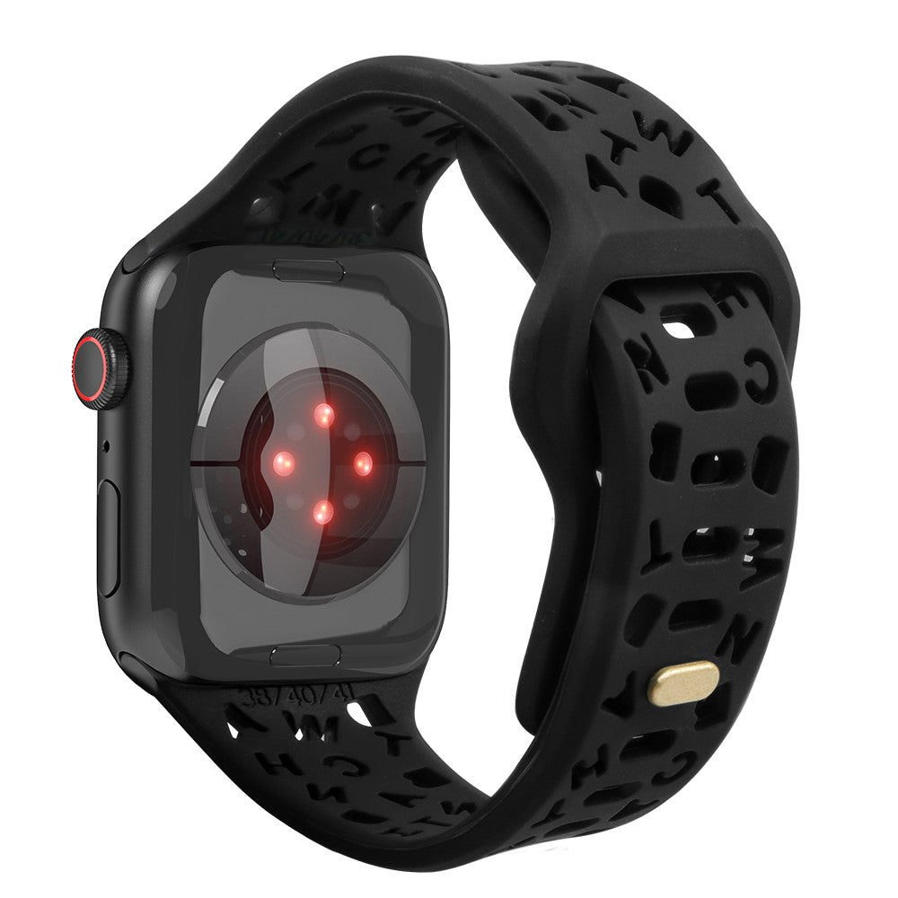 Apple Watch Series 8 (45mm) / Watch Ultra hollow letter style silicone watch strap - Black