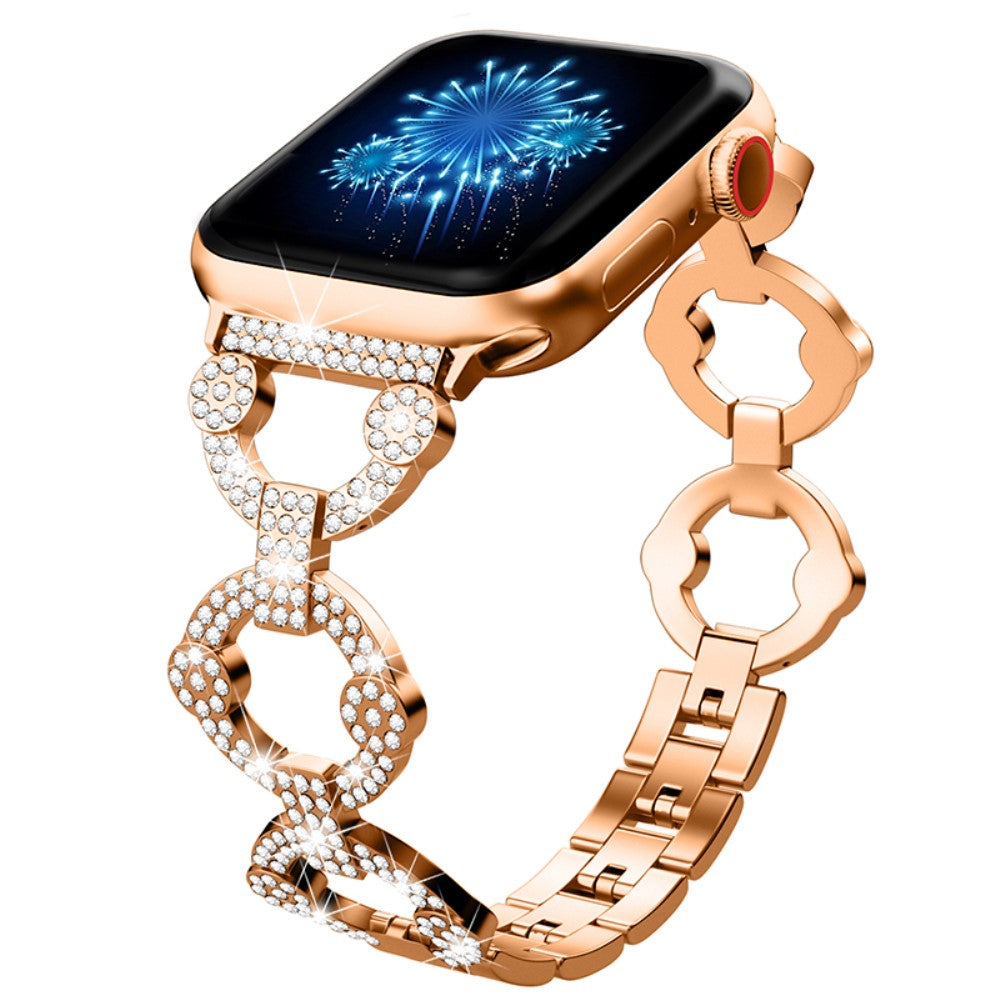 Rhinestone décor elegant watch strap for Apple Watch Series 8 (45mm) / Watch Ultra - Rose Gold
