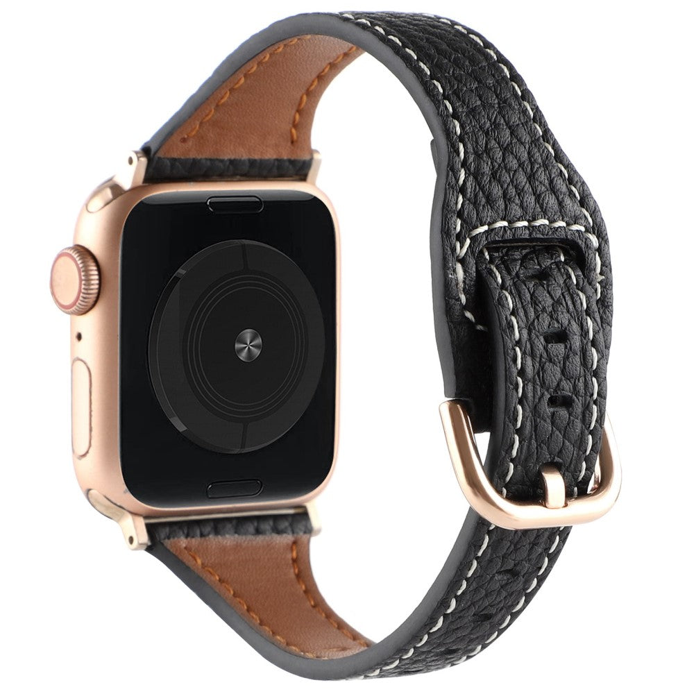 Apple Watch Series 8 (45mm) / Watch Ultra genuine leather watch strap - Black