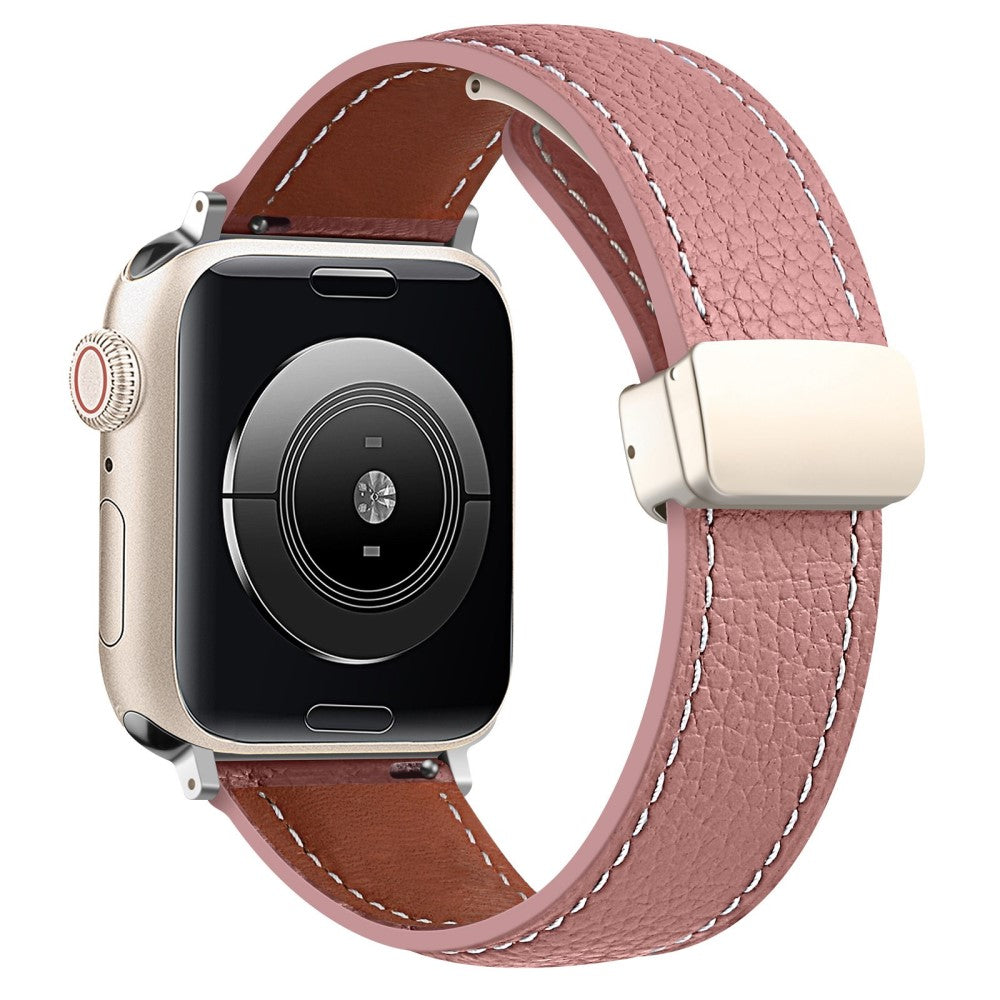 Apple Watch Series 8 (45mm) / Watch Ultra genuine leather watch strap - Deep Pink