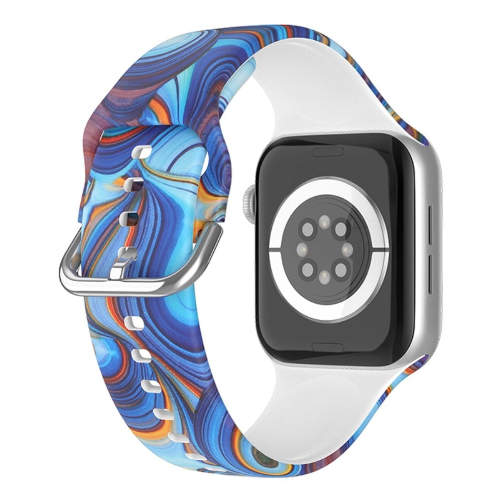 Apple Watch Series 8 (45mm) / Watch Ultra cool pattern silicone watch strap - Flow Color Blue