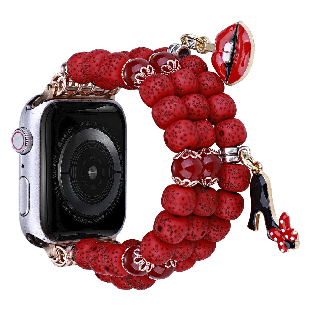 Apple Watch Series 8 (45mm) / Watch Ultra bodhi with cute decors bead style watch strap - Red