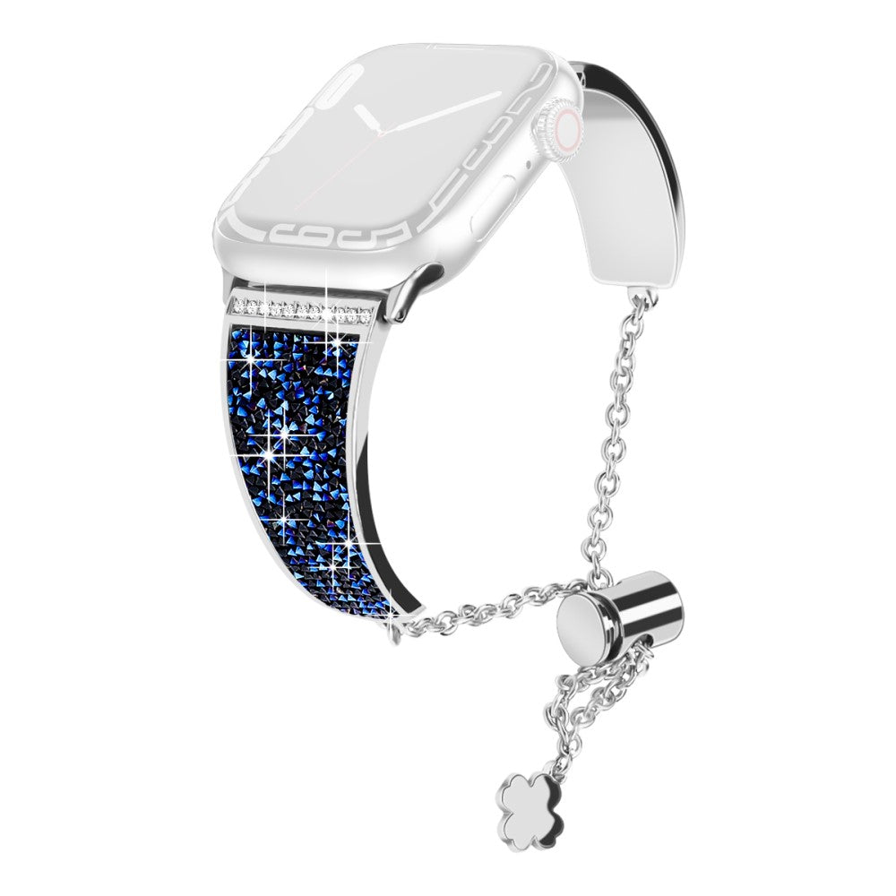 Apple Watch Series 8 (45mm) / Watch Ultra rhinestone décor watch strap - Silver / Blue Rhinestone