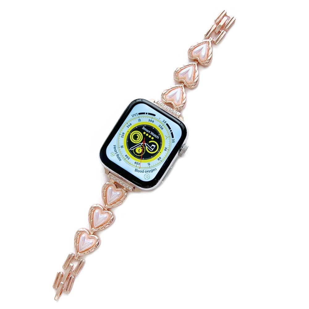 Apple Watch Series 8 (45mm) / Watch Ultra jewelry style metal watch strap - Heart Shape / Rose Gold