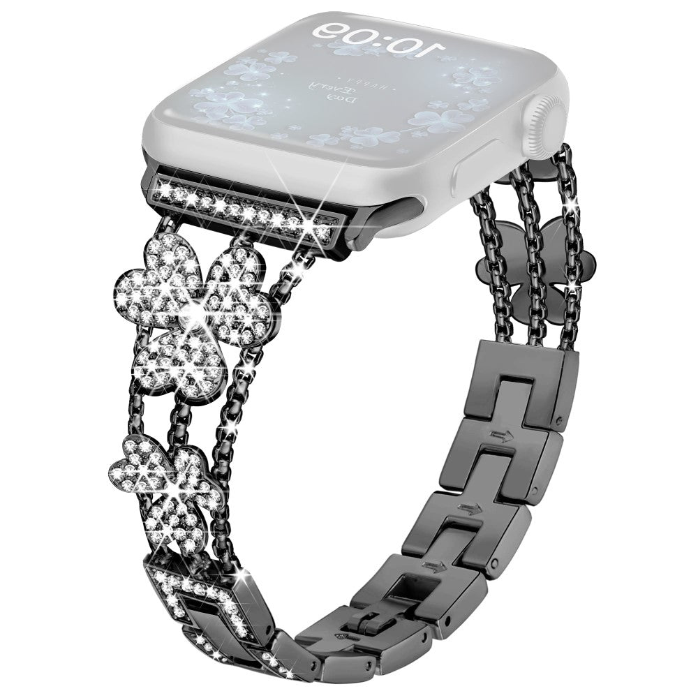 Apple Watch Series 8 (45mm) / Watch Ultra rhinestone heart décor metal strap - Black