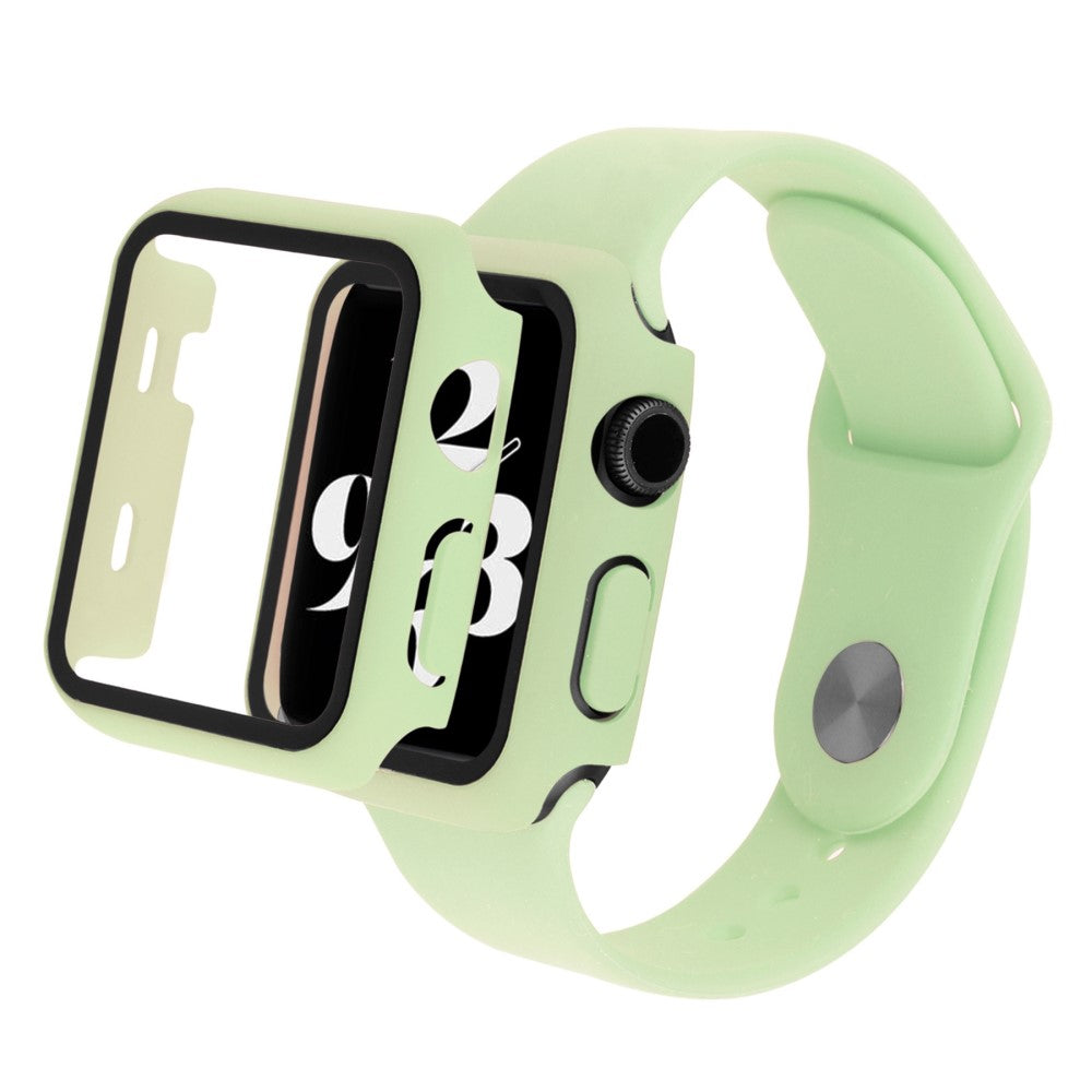 Apple Watch SE 2022 (40mm) silicone watch strap and cover with tempered glass - Light Green