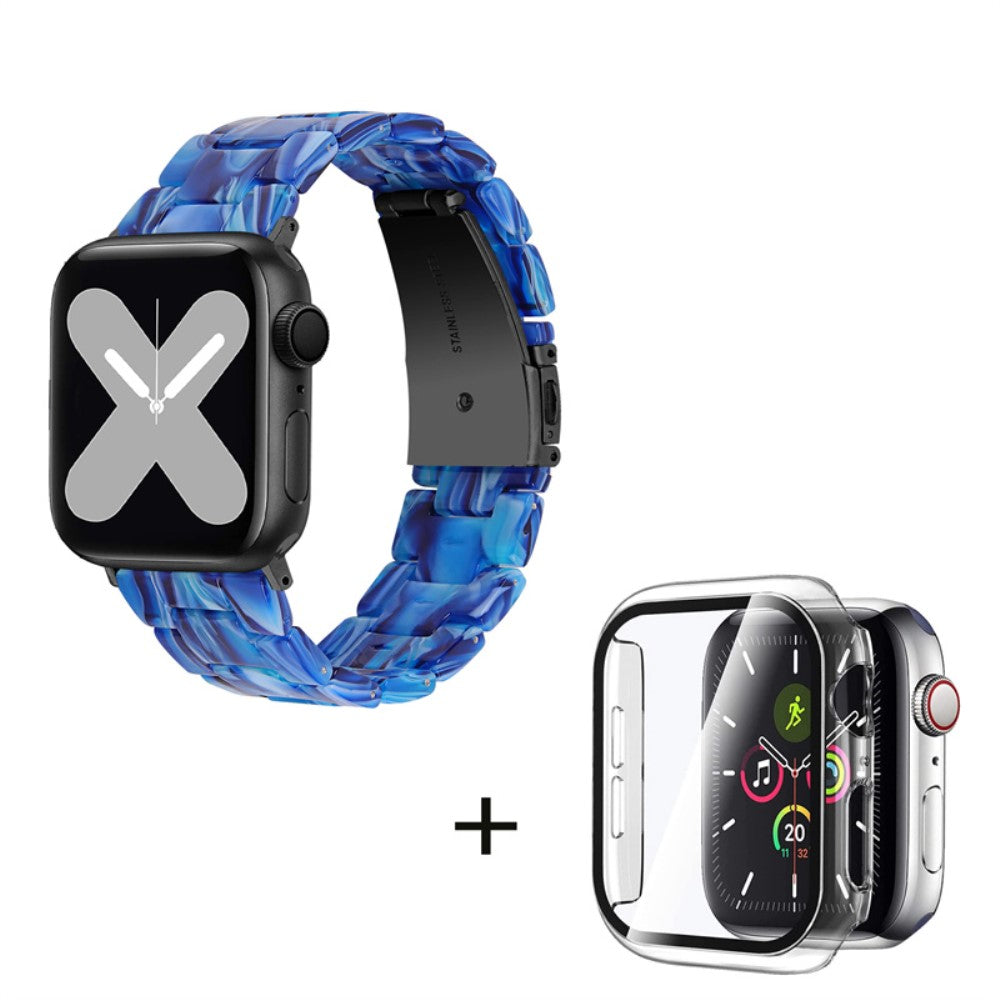 Apple Watch SE 2022 (40mm) 3 bead resin style watch strap with clear cover - Bright Blue