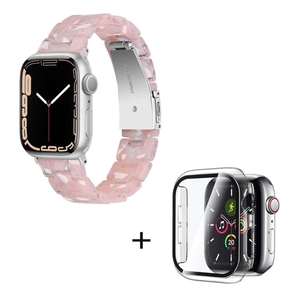 Apple Watch SE 2022 (40mm) 3 bead resin style watch strap with clear cover - Transparent Pink