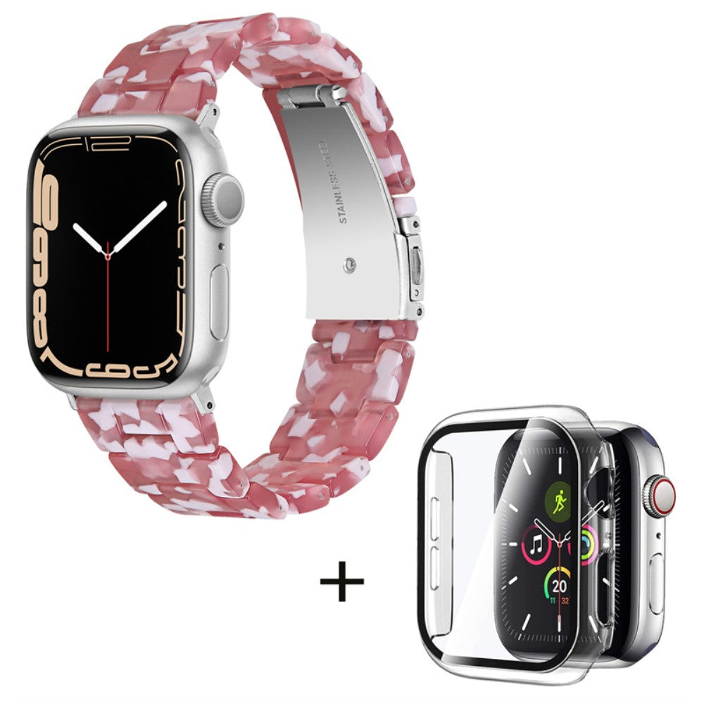 Apple Watch SE 2022 (44mm) 3 bead resin style watch strap with clear cover - Red White Mix