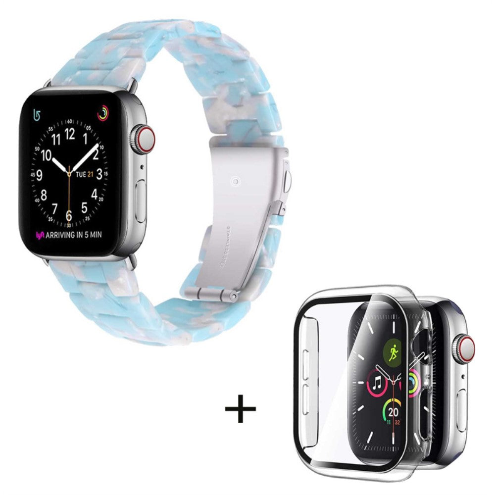 Apple Watch SE 2022 (44mm) 3 bead resin style watch strap with clear cover - Sky Blue