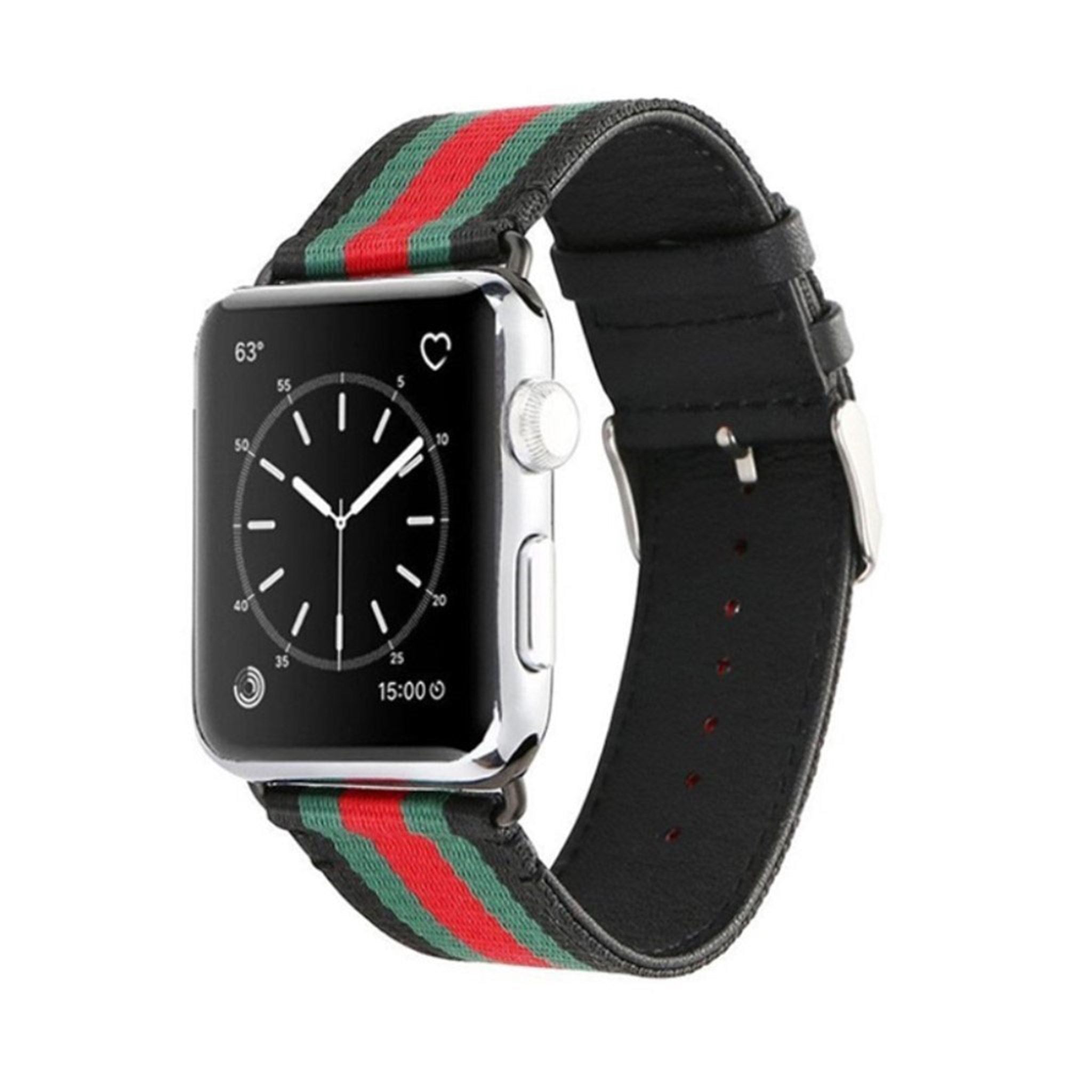 Apple Watch 38mm nylon leatther sports strap replacement - Black