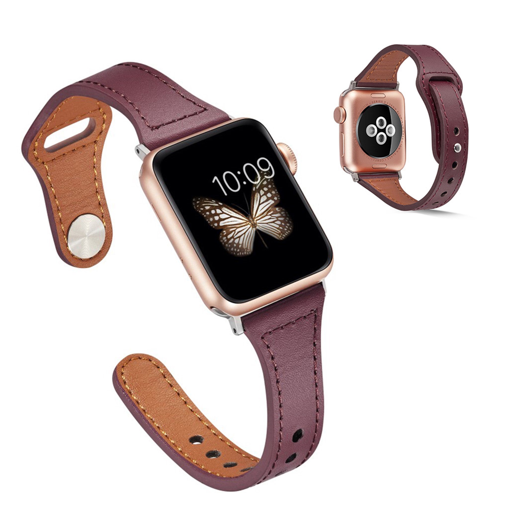 Genuine leather watch band for Apple Watch Series 6 / 5 44mm - Brown