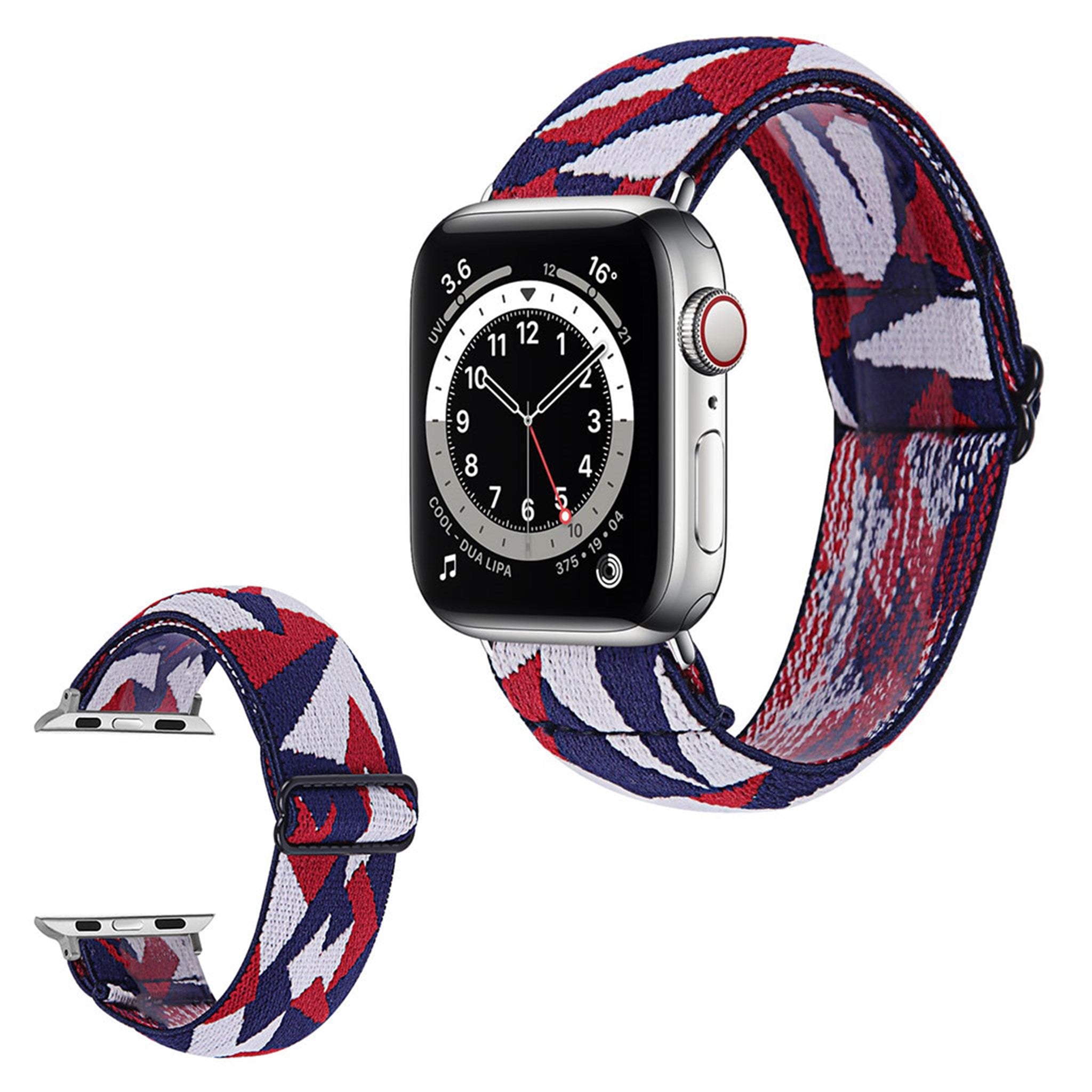 Apple Watch 44mm elastic stylish pattern watch strap - Fragments of Red and Blue