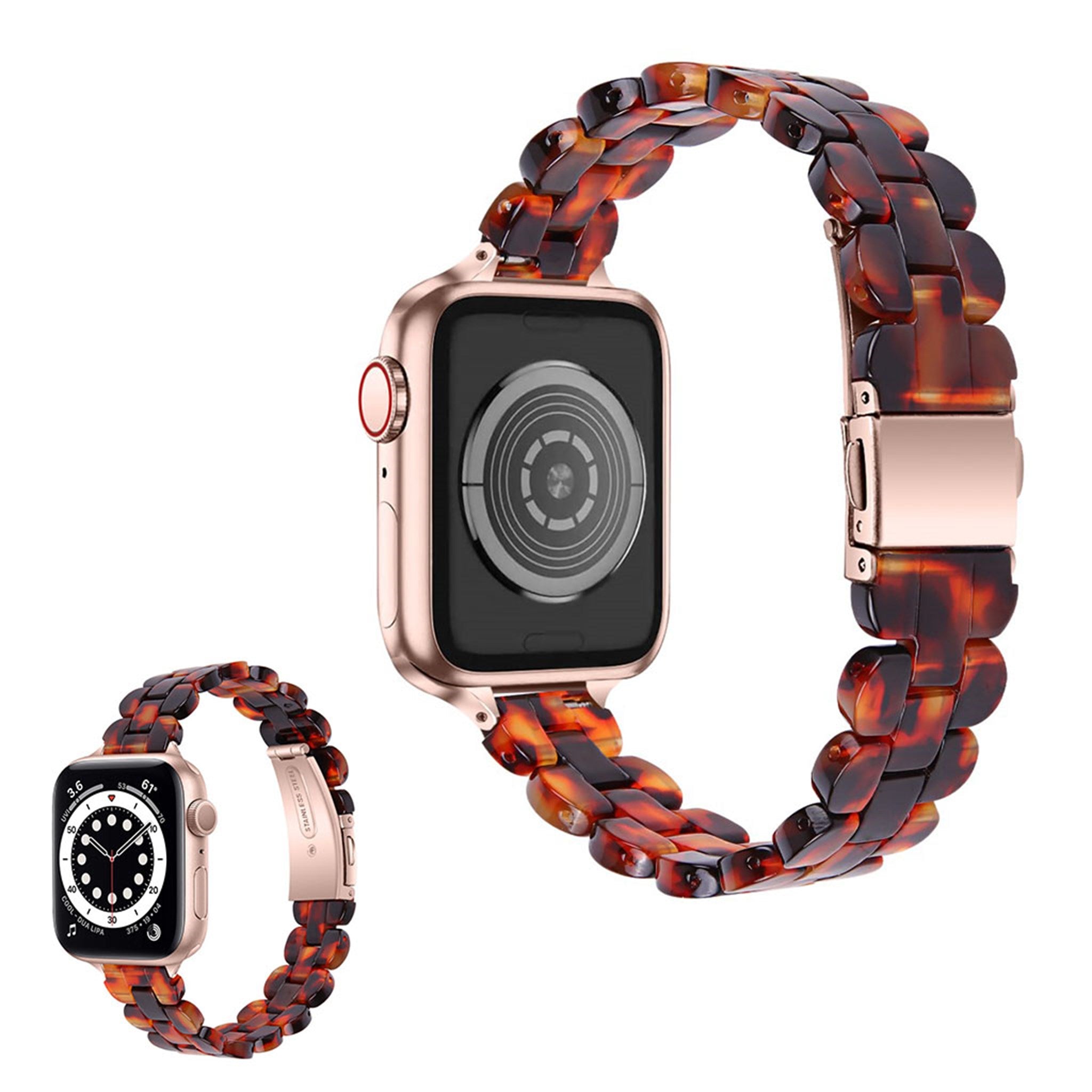 Apple Watch 44mm stylish resin watch strap - Tortoiseshell Color